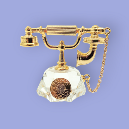 Broušená skleněná figurka se zlacenými kovovými prvky Telefon Laura