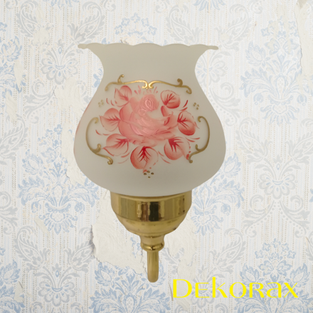Lampička nástěnná elegantní - mosaz leštěná - se stínidlem "korunka" růže
