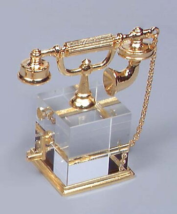 Skleněná křišťálová figurka Telefon "Hranol"