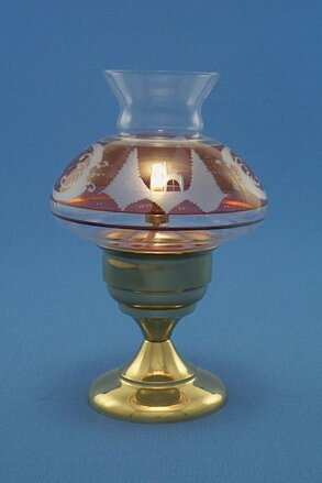 Olejová lampa 03 - mosaz - stínidlo„cylindr“ rytina
