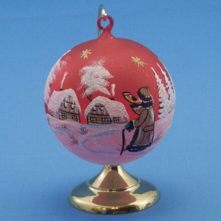 Vánoční dekorace koule - motiv ponocný s trumpetou