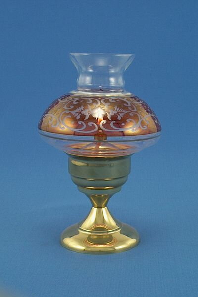 Olejová lampa 03 - mosaz - stínidlo „cylindr“ rytina