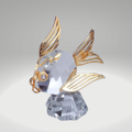 Broušená skleněná figurka se zlacenými kovovými prvky Ryba 