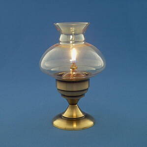 Olejová lampa staromosaz – skleněné kouřové stínidlo „cylindr“
