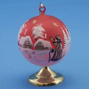 Vánoční dekorace koule - motiv ponocný s trumpetou