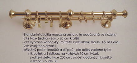 Garnýžová mosazná souprava dvojitá  styl Secese 240cm